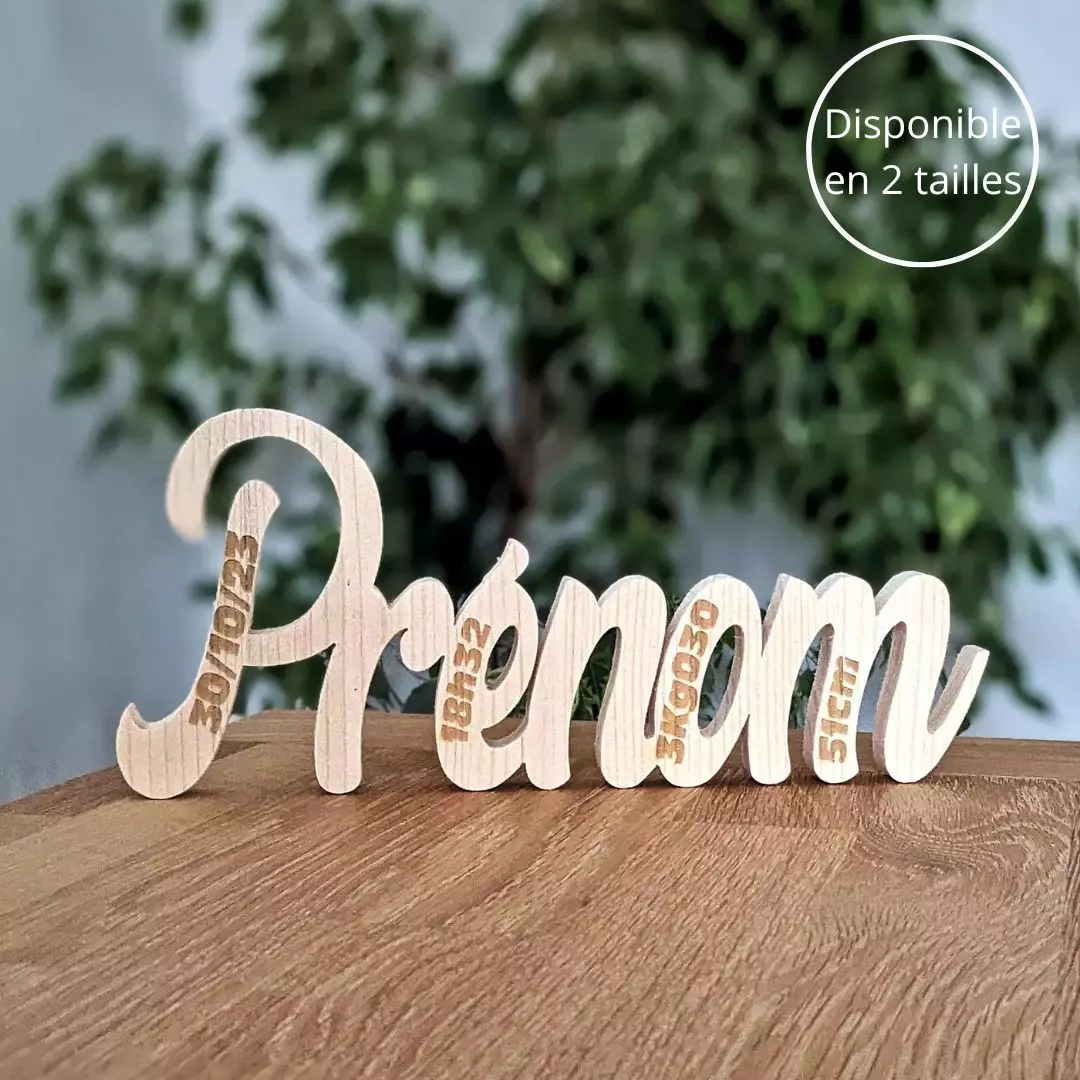 LETTRES EN BOS : Plaque de porte, prénom découpé, texte chambre enfant