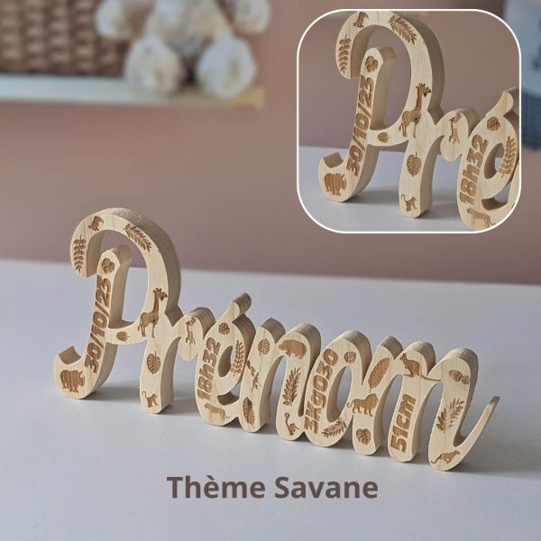 Prénom en sapin thème savane